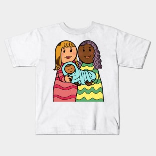 Happy Young Lesbian Family Kids T-Shirt